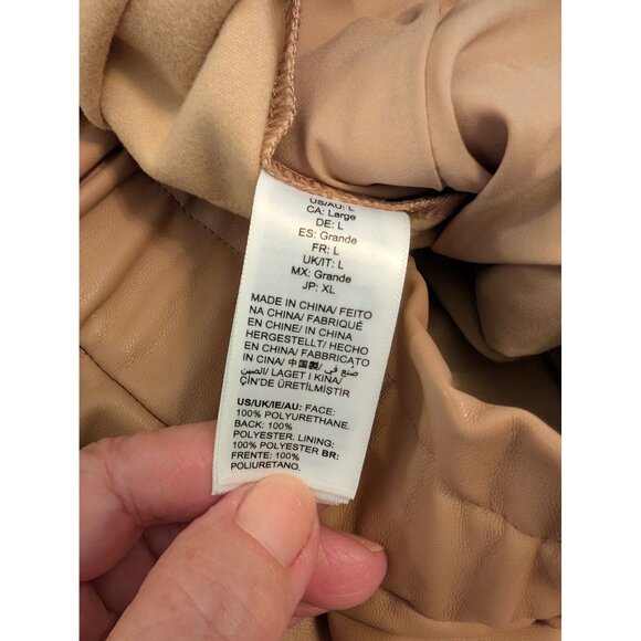 The Drop Womens Tan Faux Leather High-Waisted Shorts Size L Cute Fall Clothing - Picture 3 of 11